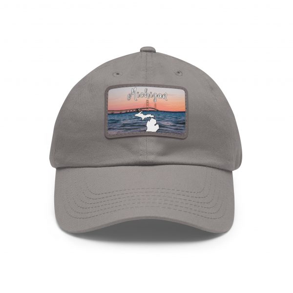 Michigan Sunset Dad Hat with Leather Patch, Beach Vibes Cap, Gift for Dad, Outdoor Hat, Casual Style Headwear - Image 9