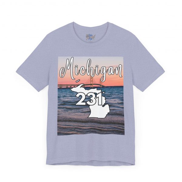 Michigan 231 Area Code by State of Mine Short Sleeve Tee - Mackinac Bridge, Unisex Jersey T-Shirt, Perfect Gift for Beach Lovers, Summer Style, Michigan Souvenir - Image 24