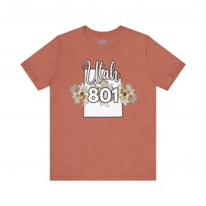 Utah State Flower Sego Lily 801 Area Code by State of Mine Floral Unisex Tee, Casual Shirt, Vintage Vibe, Gift for Utah Lovers, Summer Wear, Vacation Essential