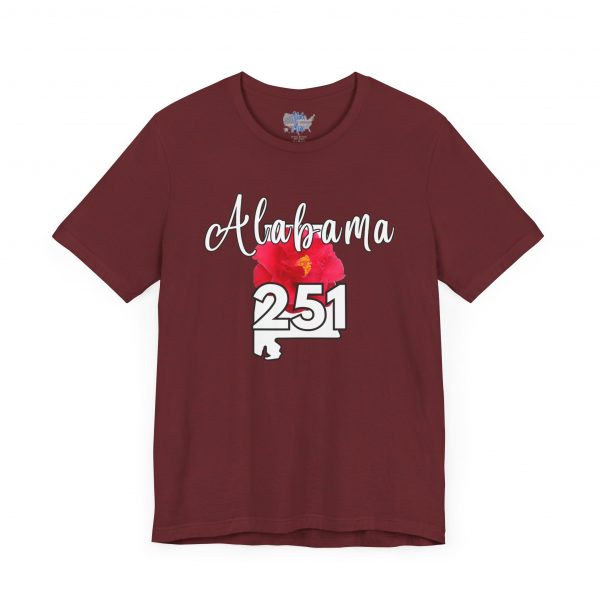 Alabama State Flower the Camellia 251 Area Code Tee by State of Mine, Casual Summer Wear, State Pride T-Shirt, Travel Souvenir, Gift for Him/Her, Festival Outfit, Outdoor Activities - Image 9