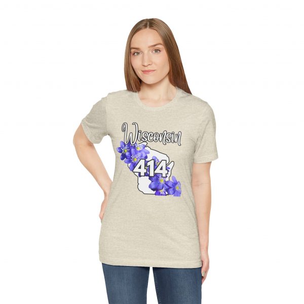 Wisconsin State Flower the Blue Violet by State of Mine Area Code 414 Tee, Unisex Jersey Short Sleeve Shirt, Perfect for Gifts, Travel, and Casual Wear, Ideal for Summer, Birthdays, and [...] - Image 12