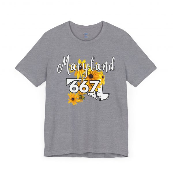 Maryland State Flower The Black-eyed Susan 667 Area Code by State of Mine Short Sleeve Tee, Casual Tee, Maryland Gift, Summer Shirt, State Pride Top, Floral Graphic Tee, Unisex T-Shirt - Image 36