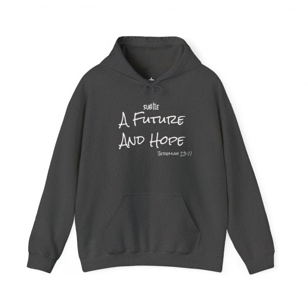 A Future and Hope by Subtle--Unisex Dark Colored Hoodie, Cozy Sweatshirt, Faith-Based Inspirational Apparel, Jeremiah 23:11 - Image 25