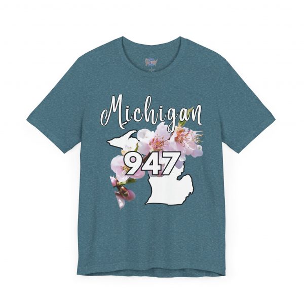 Michigan State Flower The Apple Blossom 947 Area Code by State of Mine. Unisex Jersey Short Sleeve Tee - Cozy Everyday Wear, Casual Style, Summer Essentials, Gift for Friends, Graphic Tee - Image 46