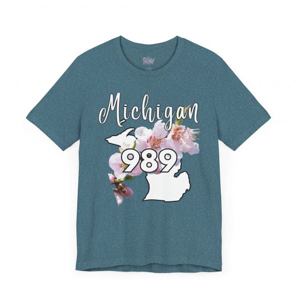 Michigan State Flower The Apple Blossom 989 Area Code by State of Mine. Unisex Jersey Short Sleeve Tee - Cozy Everyday Wear, Casual Style, Summer Essentials, Gift for Friends, Graphic Tee - Image 46
