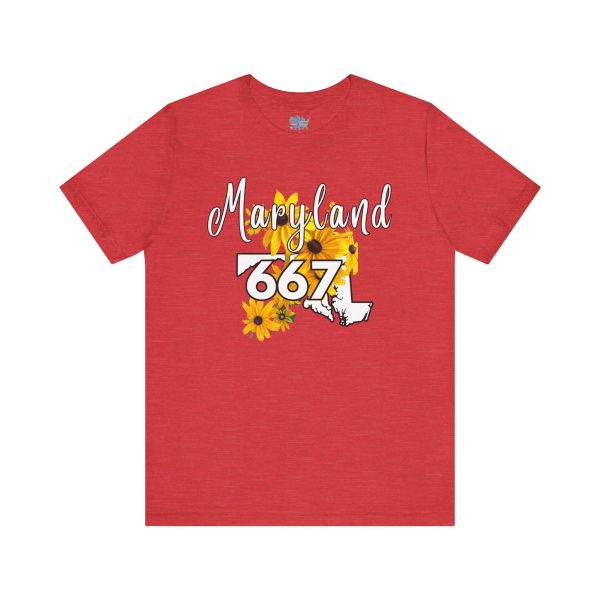 Maryland State Flower The Black-eyed Susan 667 Area Code by State of Mine Short Sleeve Tee, Casual Tee, Maryland Gift, Summer Shirt, State Pride Top, Floral Graphic Tee, Unisex T-Shirt - Image 11