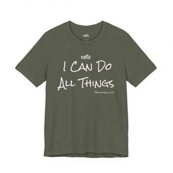 I Can Do All Things by Subtle Merch--Unisex Dark Colored Heavy Cotton T-Shirt, Faith-Based and Inspirational, Philippians 4:13