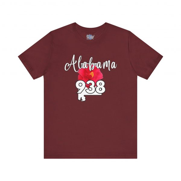 Alabama State Flower the Camellia 938 Area Code Tee by Simply Stated, Casual Summer Wear, State Pride T-Shirt, Travel Souvenir, Gift for Him/Her, Festival Outfit, Outdoor Activities - Image 6