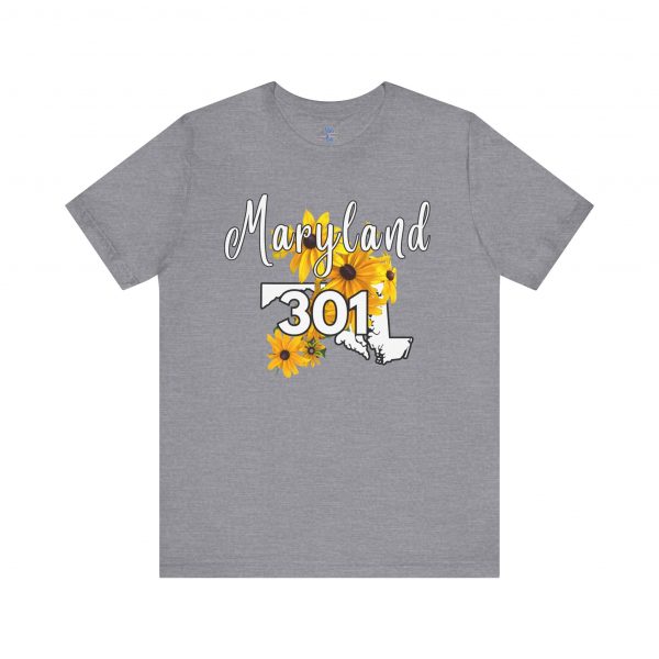 Maryland State Flower 301 Area Code by State of Mine Short Sleeve Tee, Casual Tee, Maryland Gift, Summer Shirt, State Pride Top, Floral Graphic Tee, Unisex T-Shirt - Image 29