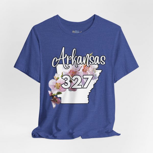 Arkansas State Flower The Apple Blossom 327 Area Code by State of Mine. Unisex Jersey Short Sleeve Tee - Cozy Everyday Wear, Casual Style, Summer Essentials, Gift for Friends, Graphic Tee - Image 5
