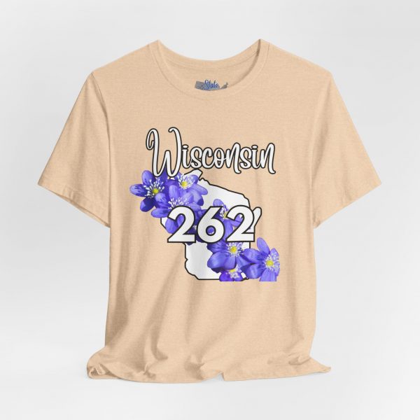 Wisconsin State Flower the Blue Violet by State of Mine 262 Area Code Tee, Unisex Jersey Short Sleeve Shirt, Perfect for Gifts, Travel, and Casual Wear, Ideal for Summer, Birthdays, and [...] - Image 5