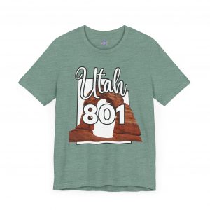 Utah 801 Area Code Arches by State of Mine. Unisex Jersey Tee, Outdoor Adventure Shirt, Travel Gift, Casual Wear, Summer Tee, Unique Design