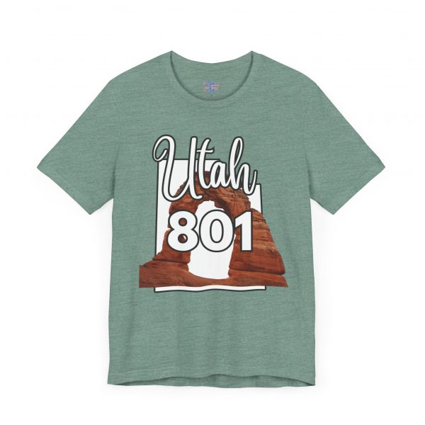 Utah 801 Area Code Arches by State of Mine. Unisex Jersey Tee, Outdoor Adventure Shirt, Travel Gift, Casual Wear, Summer Tee, Unique Design