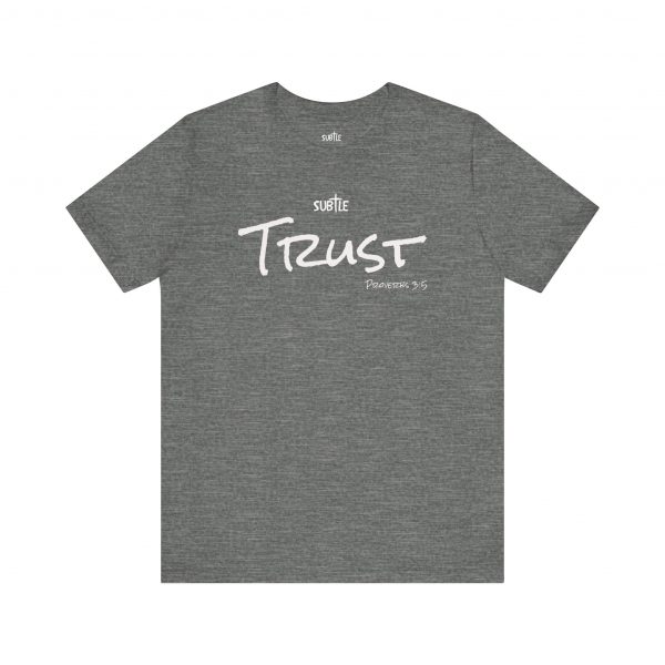 Trust by Subtle Merch--Unisex Dark Colored Heavy Cotton T-Shirt, Faith-Based and Inspirational, Proverbs 3:5 - Image 9