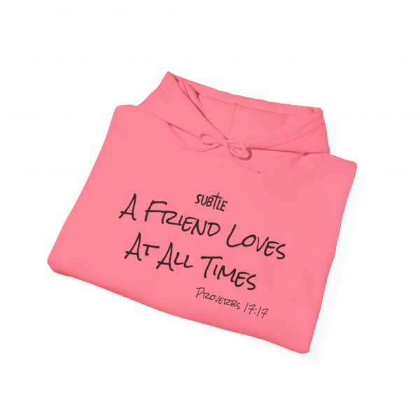 A Friend Loves At All Times by Subtle--Unisex Hoodie, Cozy Sweatshirt, Faith-Based Inspirational Apparel,  Proverbs 17:17 - Image 46