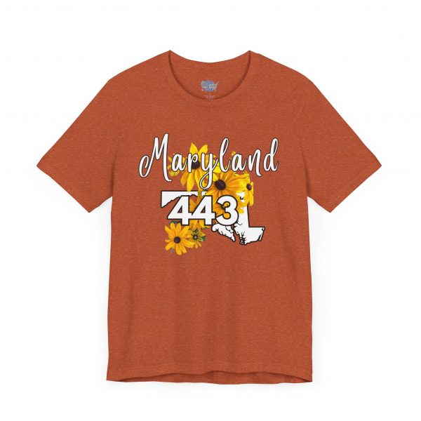 Maryland State Flower The Black-eyed Susan  227 Area Code by State of Mine Short Sleeve Tee, Casual Tee, Maryland Gift, Summer Shirt, State Pride Top, Floral Graphic Tee, Unisex T-Shirt - Image 19