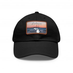 Michigan Sunset Dad Hat with Leather Patch, Beach Vibes Cap, Gift for Dad, Outdoor Hat, Casual Style Headwear
