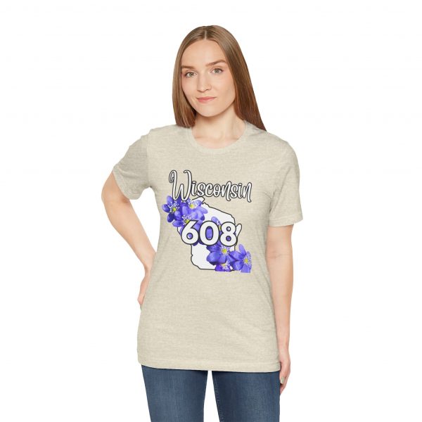 Wisconsin State Flower the Blue Violet by State of Mine 608 Area Code Tee, Unisex Jersey Short Sleeve Shirt, Perfect for Gifts, Travel, and Casual Wear, Ideal for Summer, Birthdays, and [...] - Image 12
