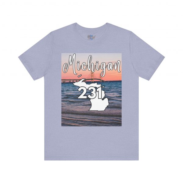 Michigan 231 Area Code by State of Mine Short Sleeve Tee - Mackinac Bridge, Unisex Jersey T-Shirt, Perfect Gift for Beach Lovers, Summer Style, Michigan Souvenir - Image 22
