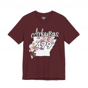 Arkansas State Flower The Apple Blossom 479 Area Code by State of Mine. Unisex Jersey Short Sleeve Tee - Cozy Everyday Wear, Casual Style, Summer Essentials, Gift for Friends, Graphic Tee