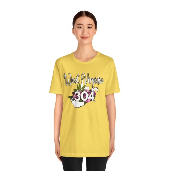 West Virginia State Flower the Rhododendron Area Code 304 by State of Mine Tee, Unisex Jersey Short Sleeve Shirt, Perfect for Gifts, Travel, and Casual Wear, Ideal for Summer, Birthdays, and [...] - Image 2