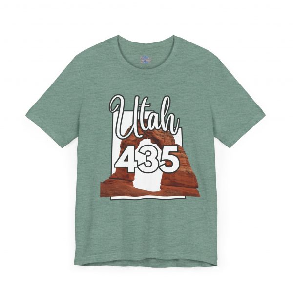 Utah 435 Area Code Arches by State of Mine. Unisex Jersey Tee, Outdoor Adventure Shirt, Travel Gift, Casual Wear, Summer Tee, Unique Design - Image 2