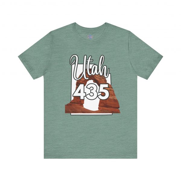 Utah 435 Area Code Arches by State of Mine. Unisex Jersey Tee, Outdoor Adventure Shirt, Travel Gift, Casual Wear, Summer Tee, Unique Design - Image 3