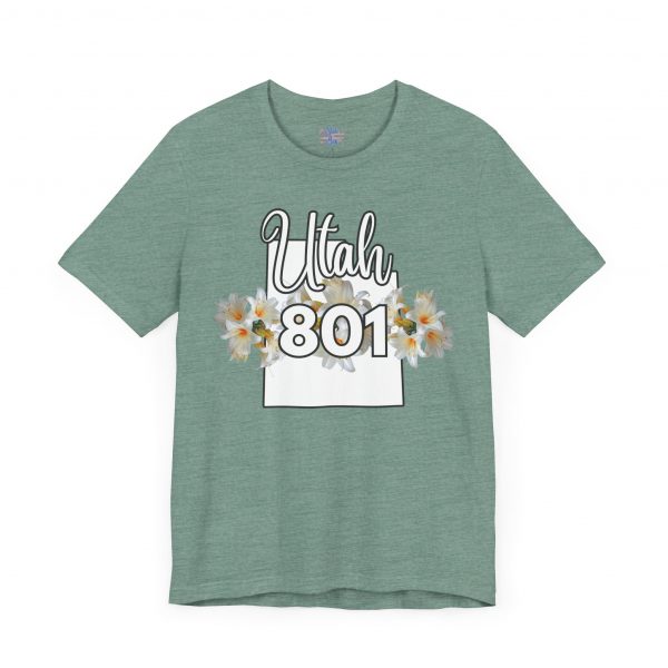 Utah State Flower Sego Lily 801 Area Code by State of Mine Floral Unisex Tee, Casual Shirt, Vintage Vibe, Gift for Utah Lovers, Summer Wear, Vacation Essential - Image 27