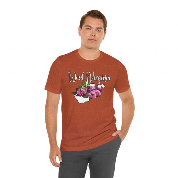 West Virginia State Flower the Rhododendron by State of Mine Tee, Unisex Jersey Short Sleeve Shirt, Perfect for Gifts, Travel, and Casual Wear, Ideal for Summer, Birthdays, and [...] - Image 10