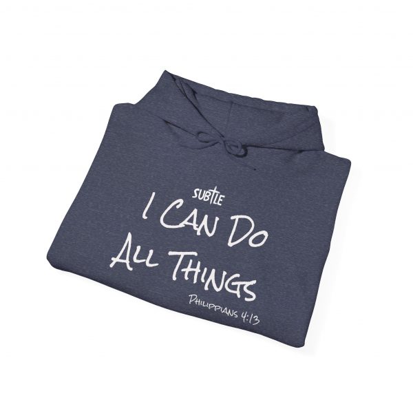 I Can Do All Things by Subtle--Unisex Dark Colored Hoodie, Cozy Sweatshirt, Faith-Based Inspirational Apparel, Philippians 4:13 - Image 40