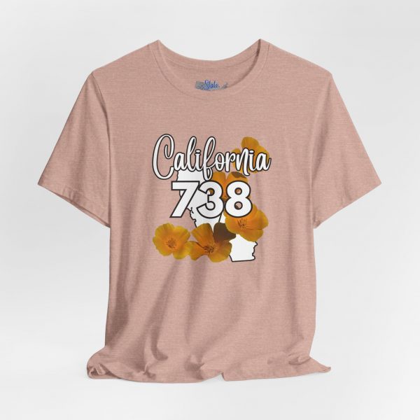 California State Flower the California Poppy 738 Area Code by State of Mine Tee, Unisex Jersey Short Sleeve Shirt, Perfect for Gifts, Travel, and Casual Wear, Ideal for Summer, Birthdays, and [...] - Image 5