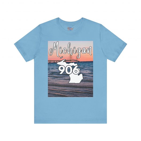 Michigan 906 Area Code by State of Mine Short Sleeve Tee - Mackinac Bridge, Unisex Jersey T-Shirt, Perfect Gift for Beach Lovers, Summer Style, Michigan Souvenir - Image 26