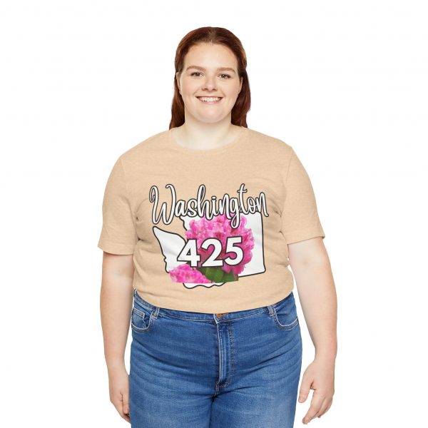 Washington State Flower the Pacific Rhododendron 425 Area Code by State of Mine Tee, Unisex Jersey Short Sleeve Shirt, Perfect for Gifts, Travel, and Casual Wear, Ideal for Summer, Birthdays, and [...] - Image 10