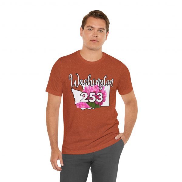 Washington State Flower the Pacific Rhododendron 253 Area Code by State of Mine Tee, Unisex Jersey Short Sleeve Shirt, Perfect for Gifts, Travel, and Casual Wear, Ideal for Summer, Birthdays, and [...] - Image 12