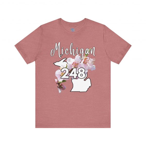 Michigan State Flower The Apple Blossom 248 Area Code by State of Mine. Unisex Jersey Short Sleeve Tee - Cozy Everyday Wear, Casual Style, Summer Essentials, Gift for Friends, Graphic Tee - Image 8