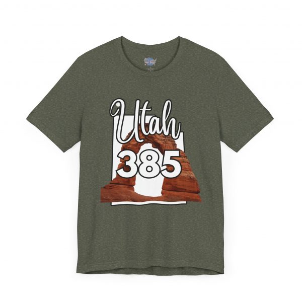 Utah 385 Area Code Arches by State of Mine. Unisex Jersey Tee, Outdoor Adventure Shirt, Travel Gift, Casual Wear, Summer Tee, Unique Design - Image 3