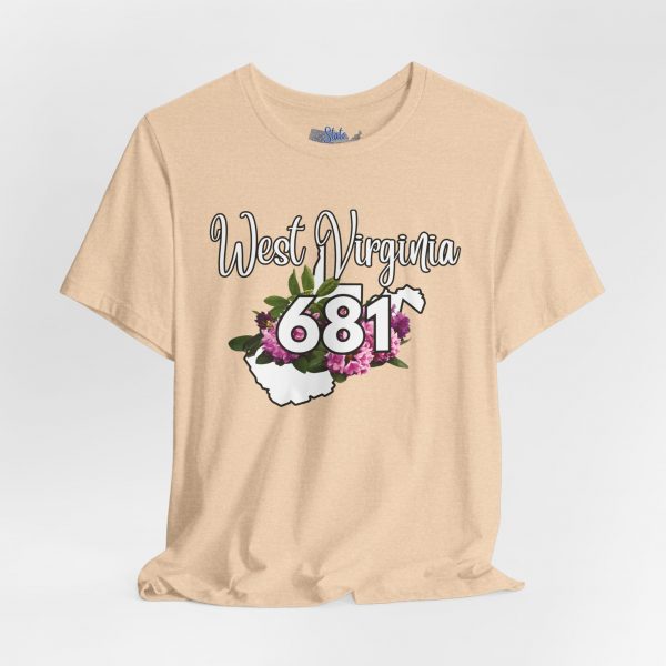 West Virginia State Flower the Rhododendron Area Code 681 by State of Mine Tee, Unisex Jersey Short Sleeve Shirt, Perfect for Gifts, Travel, and Casual Wear, Ideal for Summer, Birthdays, and [...] - Image 7