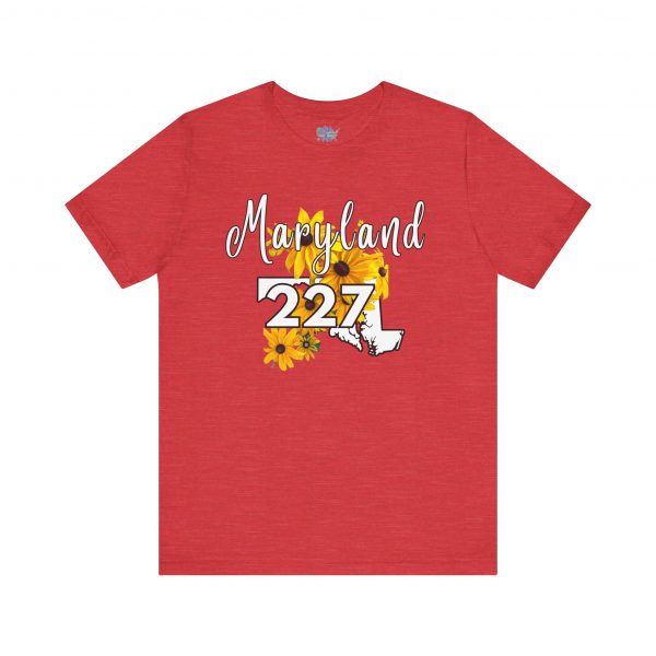 Maryland State Flower The Black-eyed Susan 227 Area Code by State of Mine Short Sleeve Tee, Casual Tee, Maryland Gift, Summer Shirt, State Pride Top, Floral Graphic Tee, Unisex T-Shirt - Image 2