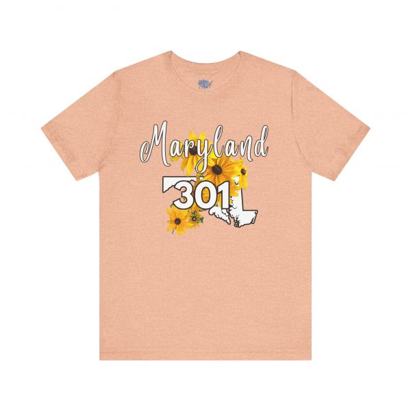 Maryland State Flower 301 Area Code by State of Mine Short Sleeve Tee, Casual Tee, Maryland Gift, Summer Shirt, State Pride Top, Floral Graphic Tee, Unisex T-Shirt - Image 5