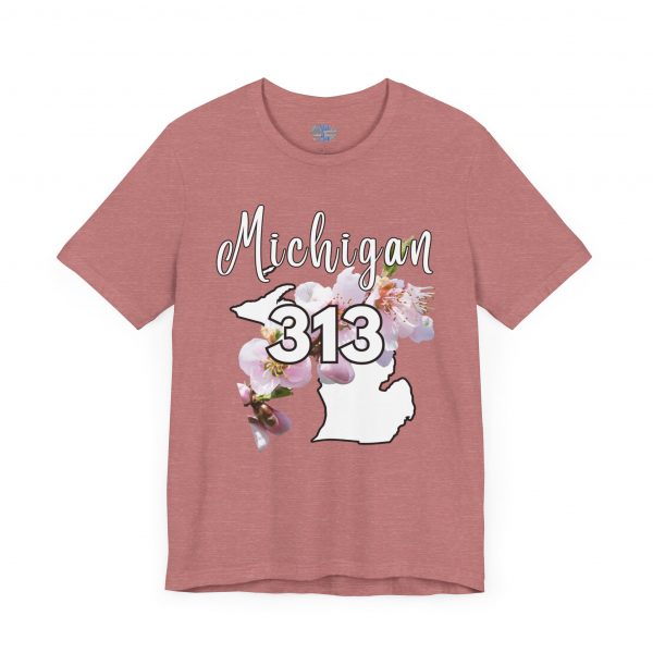 Michigan State Flower The Apple Blossom 313 Area Code by State of Mine. Unisex Jersey Short Sleeve Tee - Cozy Everyday Wear, Casual Style, Summer Essentials, Gift for Friends, Graphic Tee - Image 10