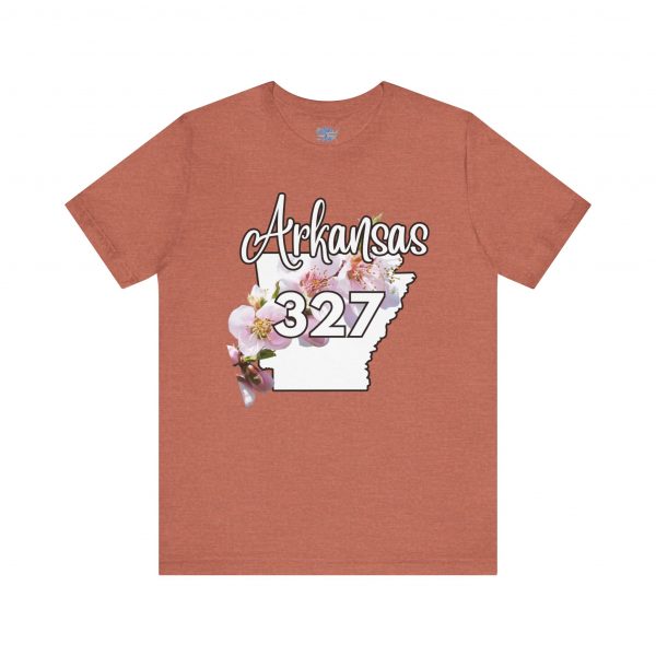 Arkansas State Flower The Apple Blossom 327 Area Code by State of Mine. Unisex Jersey Short Sleeve Tee - Cozy Everyday Wear, Casual Style, Summer Essentials, Gift for Friends, Graphic Tee - Image 16