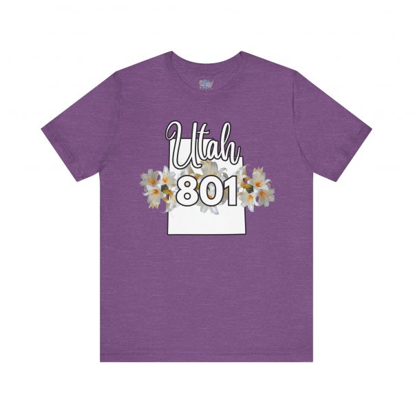 Utah State Flower Sego Lily 801 Area Code by State of Mine Floral Unisex Tee, Casual Shirt, Vintage Vibe, Gift for Utah Lovers, Summer Wear, Vacation Essential - Image 45