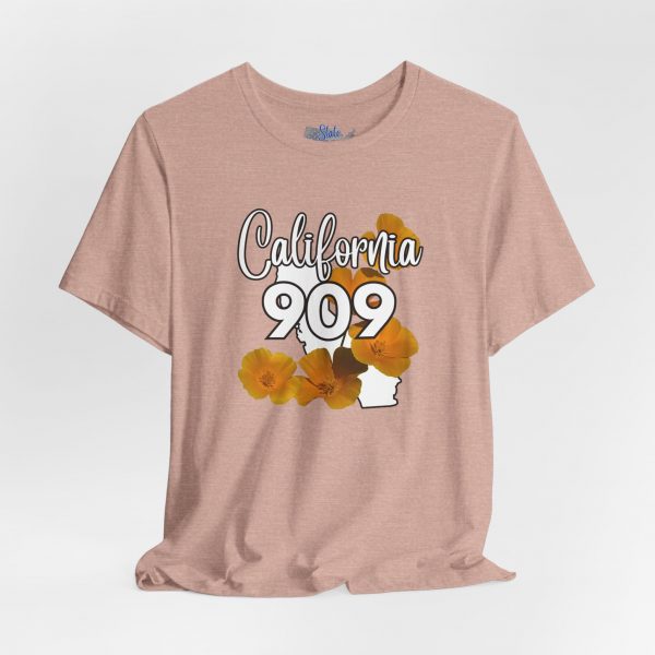 California State Flower the California Poppy 909 Area Code by State of Mine Tee, Unisex Jersey Short Sleeve Shirt, Perfect for Gifts, Travel, and Casual Wear, Ideal for Summer, Birthdays, and [...] - Image 5