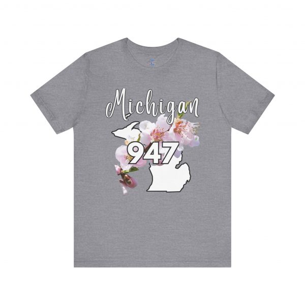 Michigan State Flower The Apple Blossom 947 Area Code by State of Mine. Unisex Jersey Short Sleeve Tee - Cozy Everyday Wear, Casual Style, Summer Essentials, Gift for Friends, Graphic Tee - Image 36