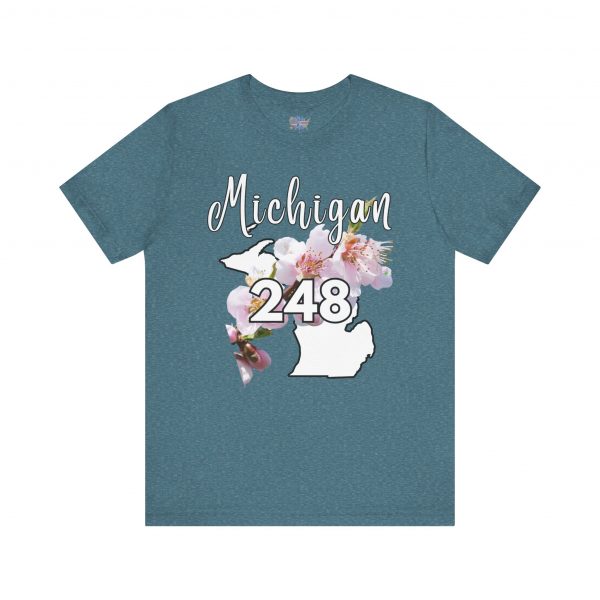 Michigan State Flower The Apple Blossom 248 Area Code by State of Mine. Unisex Jersey Short Sleeve Tee - Cozy Everyday Wear, Casual Style, Summer Essentials, Gift for Friends, Graphic Tee - Image 44