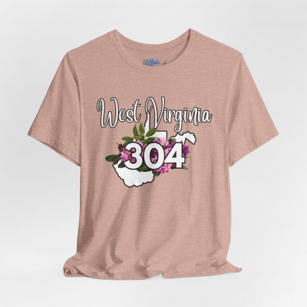 West Virginia State Flower the Rhododendron Area Code 304 by State of Mine Tee, Unisex Jersey Short Sleeve Shirt, Perfect for Gifts, Travel, and Casual Wear, Ideal for Summer, Birthdays, and [...] - Image 5