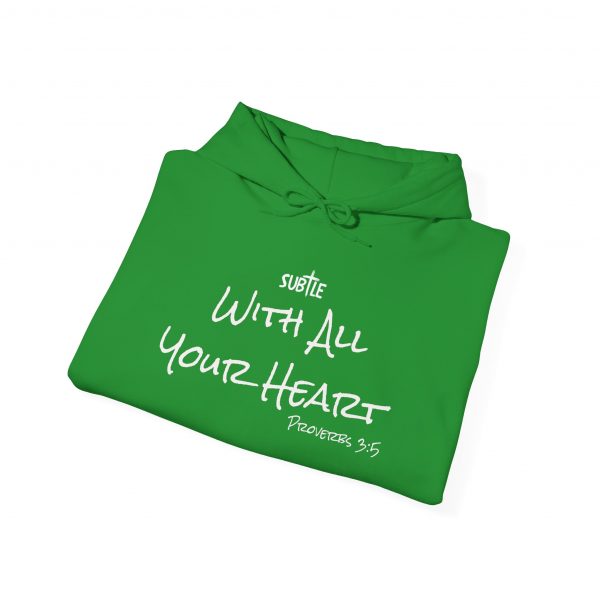 With All Your Heart by Subtle--Unisex Dark Colored Hoodie, Cozy Sweatshirt, Faith-Based Inspirational Apparel, Proverbs 3:5 - Image 20