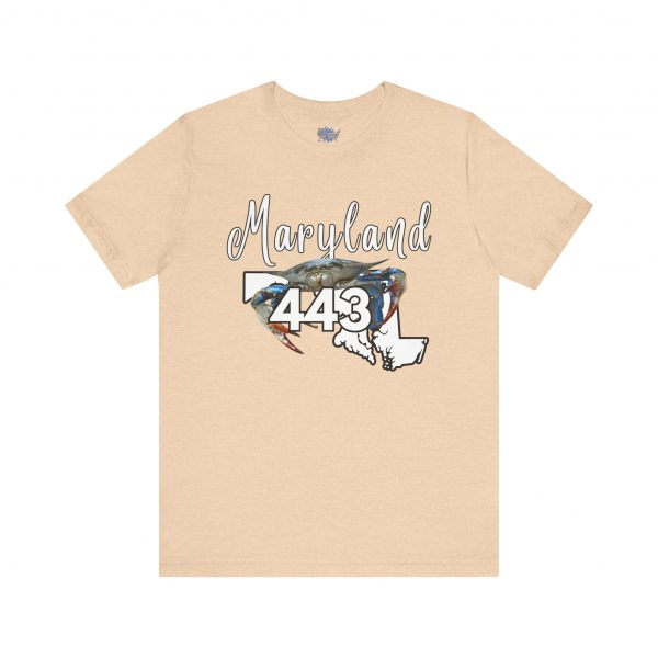 Maryland Blue Crab Design 443 Area Code by State of Mine Short Sleeve Tee, Unisex Summer Shirt, State Pride Tee, Beach T-Shirt, Gift for Marylanders - Image 25