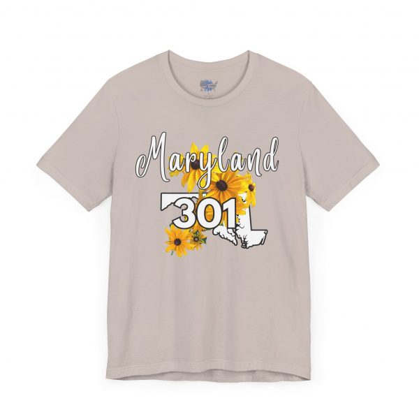 Maryland State Flower 301 Area Code by State of Mine Short Sleeve Tee, Casual Tee, Maryland Gift, Summer Shirt, State Pride Top, Floral Graphic Tee, Unisex T-Shirt - Image 27