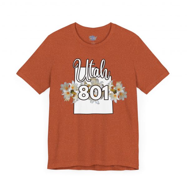 Utah State Flower Sego Lily 801 Area Code by State of Mine Floral Unisex Tee, Casual Shirt, Vintage Vibe, Gift for Utah Lovers, Summer Wear, Vacation Essential - Image 11